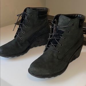 Timberland Booties black wedges women size 9.5
